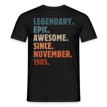 1985 Novembre Vintage Cadeau d’anniversaire - T-shirt homme - noir - Devant - AI Model Male 178 light (178cm)