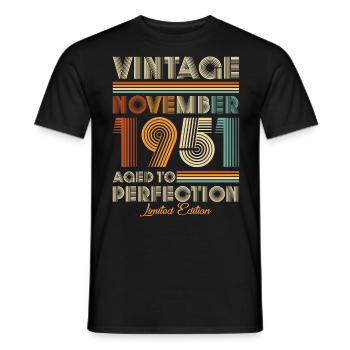 Vintage Aged To Perfection November 1951 - Men's T-Shirt - black - Front - AI Model Male 178 light (178cm)