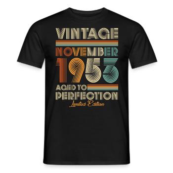 Vintage Aged To Perfection November 1953 - Men's T-Shirt - black - Front - AI Model Male 178 light (178cm)