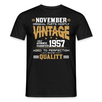 Vintage Aged To Perfection November 1957 - Men's T-Shirt - black - Front - AI Model Male 178 light (178cm)
