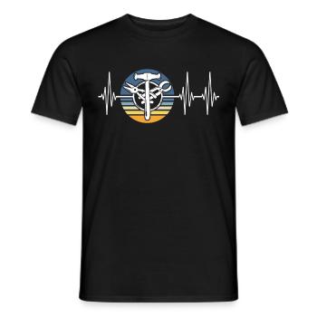 Building tinsmith ECG Spengler heart line - Men's T-Shirt - black - Front - AI Model Male 178 light (178cm)