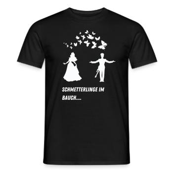 T- Shirt ´`SCHMETTERLINGE IM BAUCH`` - Männer T-Shirt - Schwarz - Vorne - AI Model Male 178 light (178cm)