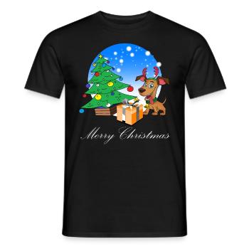 Weihnachten Merry Christmas Hund Rentier - Männer T-Shirt - Schwarz - Vorne - AI Model Male 178 light (178cm)