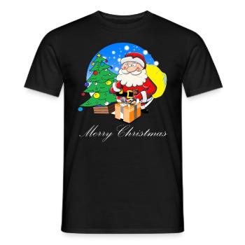 Weihnachtsmann mit Sack voller Geschenke - Männer T-Shirt - Schwarz - Vorne - AI Model Male 178 light (178cm)