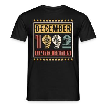 Millésime Décembre 1992 Édition Limitée Anniversaire - T-shirt homme - noir - Devant - AI Model Male 178 light (178cm)