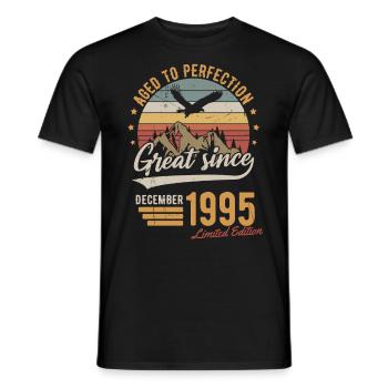 Décembre 1995 Cadeau d’anniversaire en édition limitée - T-shirt homme - noir - Devant - AI Model Male 178 light (178cm)