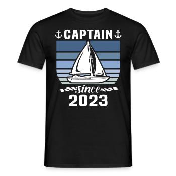 Capitaine 2023 bateau titulaire d’un permis bateau - T-shirt homme - noir - Devant - AI Model Male 178 light (178cm)