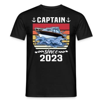 Capitaine 2023 bateau titulaire d’un permis bateau - T-shirt homme - noir - Devant - AI Model Male 178 light (178cm)