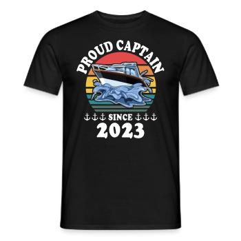 Capitaine 2023 bateau titulaire d’un permis bateau - T-shirt homme - noir - Devant - AI Model Male 178 light (178cm)