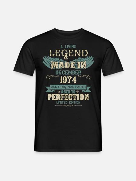 Décembre 1974 Vintage vintage anniversaire - T-shirt homme - noir