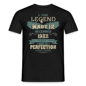 Décembre 1982 Millésime anniversaire - T-shirt homme - noir - Devant - AI Model Male 178 light (178cm)