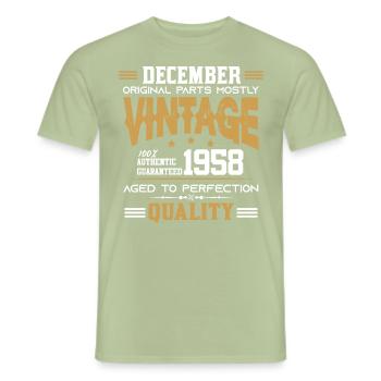 Millésime vieilli à la perfection Décembre 1958 - T-shirt homme - vert sauge - Devant - AI Model Male 178 light (178cm)
