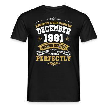 Millésime parfaitement vieilli décembre 1981 - T-shirt homme - noir - Devant - AI Model Male 178 light (178cm)