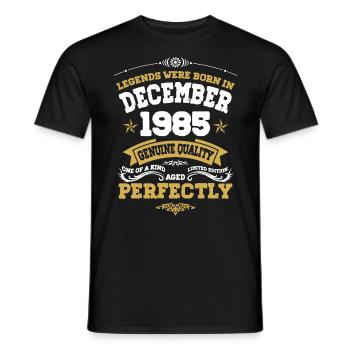 Millésime vieilli parfaitement décembre 1985 - T-shirt homme - noir - Devant - AI Model Male 178 light (178cm)