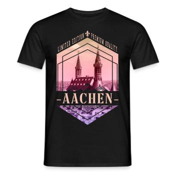 Aachen Germany City Skyline Home Love - Men's T-Shirt - black - Front - AI Model Male 178 light (178cm)
