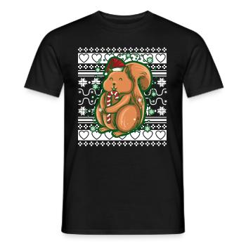 Pull de Noël moche Écureuil de Noël - T-shirt homme - noir - Devant - AI Model Male 178 light (178cm)