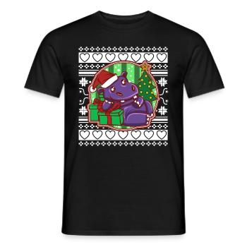 Ugly Christmas Sweater Weihnachten Nilpferd - Männer T-Shirt - Schwarz - Vorne - AI Model Male 178 light (178cm)