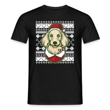 Pull de Noël moche Tshirt Chien de Noël - T-shirt homme - noir - Devant - AI Model Male 178 light (178cm)