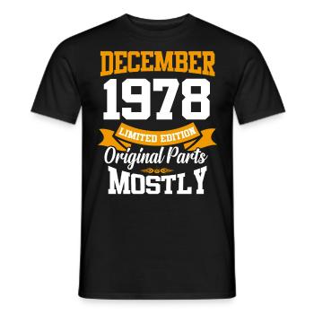 Décembre 1978 Cadeau d’anniversaire vintage - T-shirt homme - noir - Devant - AI Model Male 178 light (178cm)