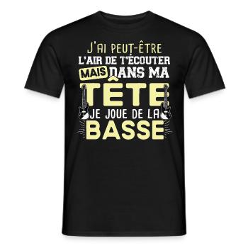Basse Bassiste Guitare Guitariste Musique Musicien - T-shirt homme - noir - Devant - AI Model Male 178 light (178cm)