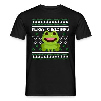 Ugly Christmas Sweater Tshirt Christmas Frog - Men's T-Shirt - black - Front - AI Model Male 178 light (178cm)