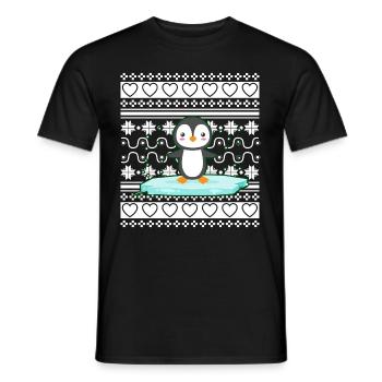 Ugly Christmas Sweater Tshirt Weihnachten Pinguin - Männer T-Shirt - Schwarz - Vorne - AI Model Male 178 light (178cm)