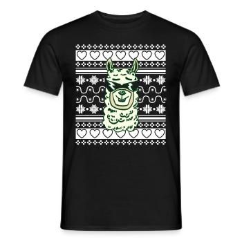 Ugly Christmas Sweater tshirt Weihnachten Lama - Männer T-Shirt - Schwarz - Vorne - AI Model Male 178 light (178cm)