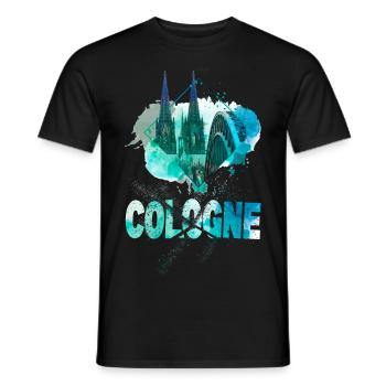 Cologne Cathédrale de Cologne Allemagne Ville Skyline Splash - T-shirt homme - noir - Devant - AI Model Male 178 light (178cm)