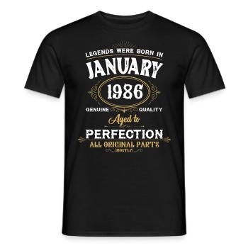 Les légendes sont nées en janvier 1986 - T-shirt homme - noir - Devant - AI Model Male 178 light (178cm)