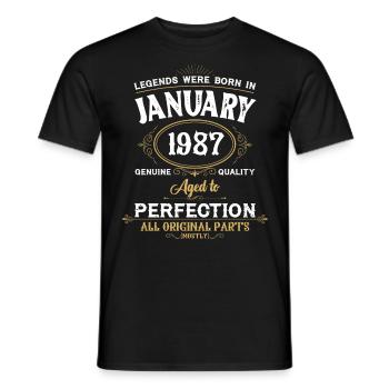Les légendes sont nées en janvier 1987 - T-shirt homme - noir - Devant - AI Model Male 178 light (178cm)