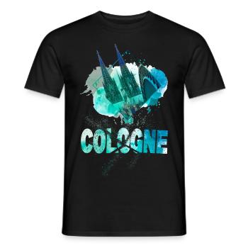 Cologne Cathédrale de Cologne Allemagne Ville Skyline Splash - T-shirt homme - noir - Devant - AI Model Male 178 light (178cm)