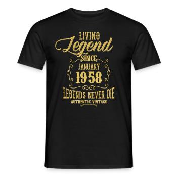 Living Legend since January 1958 - Men's T-Shirt - black - Front - AI Model Male 178 light (178cm)