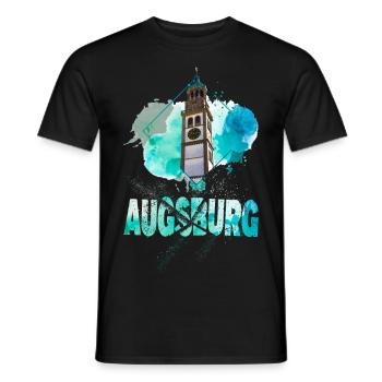 Augsbourg Allemagne City Skyline Splash Coloré - T-shirt homme - noir - Devant - AI Model Male 178 light (178cm)
