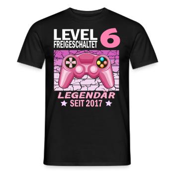 6. Geburtstag Gamer zocken Geburtstjahr 2017 - Männer T-Shirt - Schwarz - Vorne - AI Model Male 178 light (178cm)