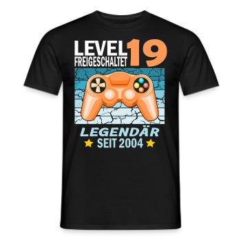 19. Geburtstag Gamer zocken Geburtstjahr 2004 - Männer T-Shirt - Schwarz - Vorne - AI Model Male 178 light (178cm)