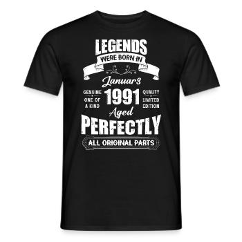 Legends Were Born In January 1991 Birthday - Männer T-Shirt - Schwarz - Vorne - AI Model Male 178 light (178cm)