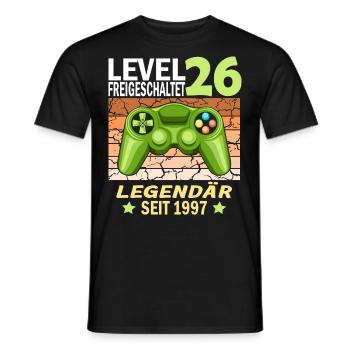 26. Geburtstag Gamer zocken Geburtstjahr 1997 - Männer T-Shirt - Schwarz - Vorne - AI Model Male 178 light (178cm)