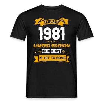 Janvier 1981 Cadeau d’anniversaire - T-shirt homme - noir - Devant - AI Model Male 178 light (178cm)