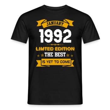 Januar 1992 Geburtstagsgeschenk - Männer T-Shirt - Schwarz - Vorne - AI Model Male 178 light (178cm)