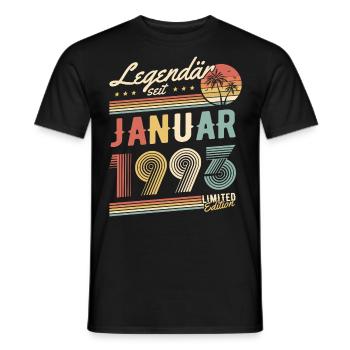 Legendary since January 1993 birthday gift - Men's T-Shirt - black - Front - AI Model Male 178 light (178cm)