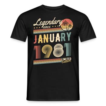 Légendaire depuis janvier 1981 Edition Limitée - T-shirt homme - noir - Devant - AI Model Male 178 light (178cm)