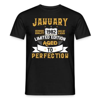 January 1982 Limited Edition Aged To Perfection - Männer T-Shirt - Schwarz - Vorne - AI Model Male 178 light (178cm)