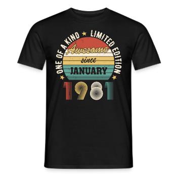 Génial depuis janvier 1981 édition limitée - T-shirt homme - noir - Devant - AI Model Male 178 light (178cm)