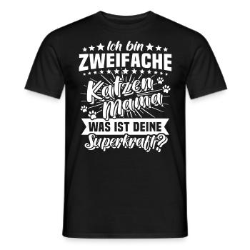 Katzen Mama Zweifache Katzenmama - Männer T-Shirt - Schwarz - Vorne - AI Model Male 178 light (178cm)