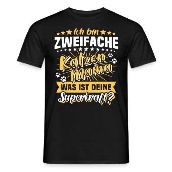 Zweifache Katzenmama Katze Mama - Männer T-Shirt - Schwarz - Vorne - AI Model Male 178 light (178cm)