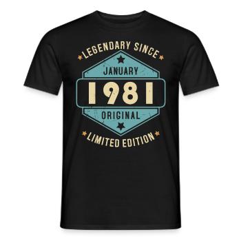Légendaire depuis janvier 1981 Edition Limitée - T-shirt homme - noir - Devant - AI Model Male 178 light (178cm)