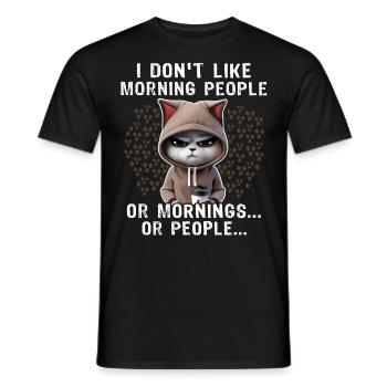 Morning People Coffee Cat - Männer T-Shirt - Schwarz - Vorne - AI Model Male 178 light (178cm)