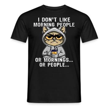 Morning People Coffee Cat - Männer T-Shirt - Schwarz - Vorne - AI Model Male 178 light (178cm)