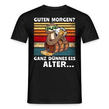 Faultier Bier Morgenmuffel - Männer T-Shirt - Schwarz - Vorne - AI Model Male 178 light (178cm)