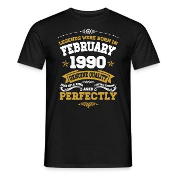 Vintage Aged To Perfection February 1990 - Männer T-Shirt - Schwarz - Vorne - AI Model Male 178 light (178cm)